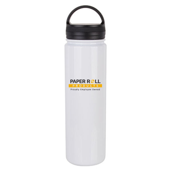 23oz Stainless Steel Flask Bottle w/Portable Lid - Sublimated Logo Thumbnail